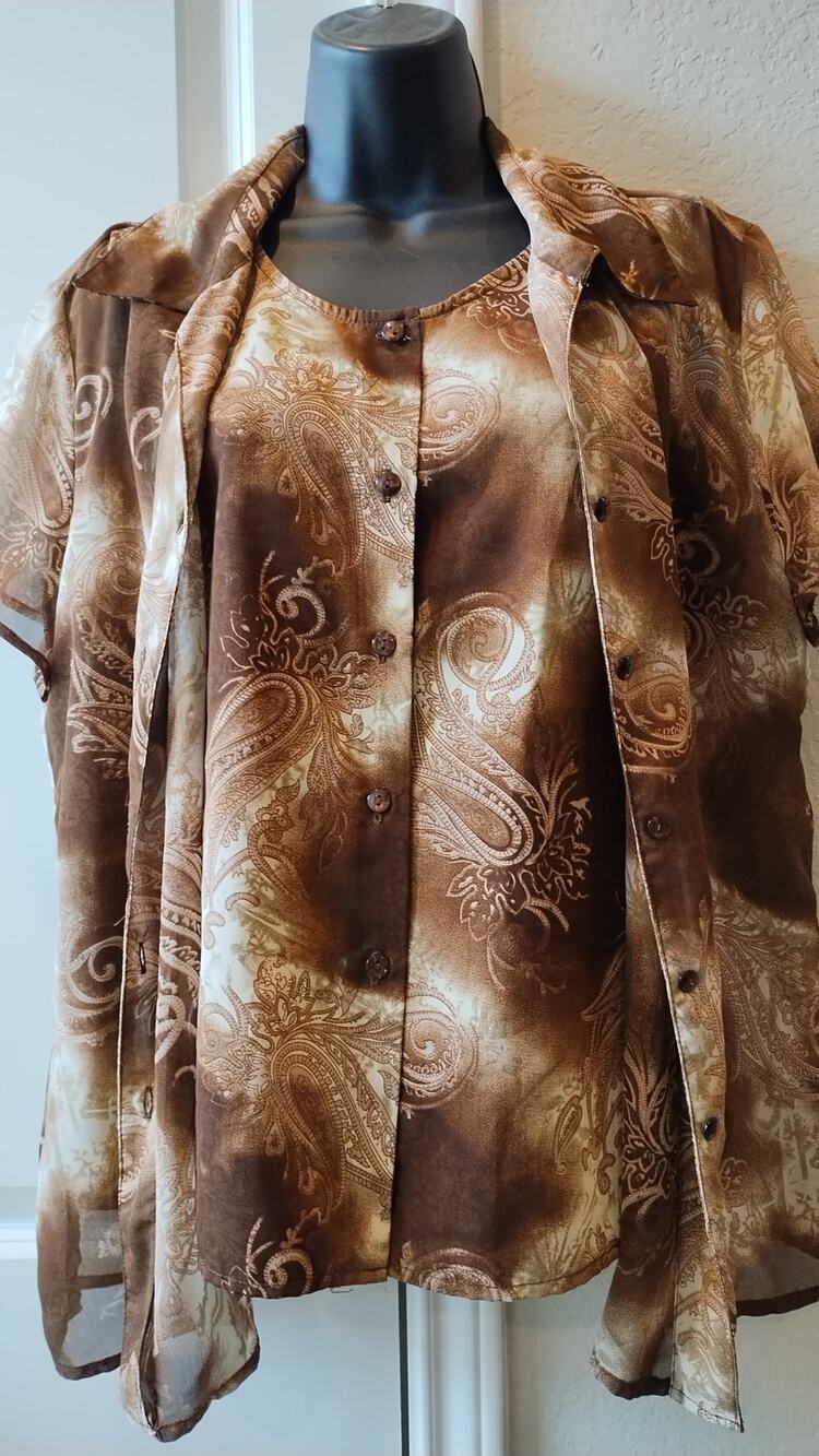 Essentials by Lee Vintage Short Sleeve Shirt Brown Size 12